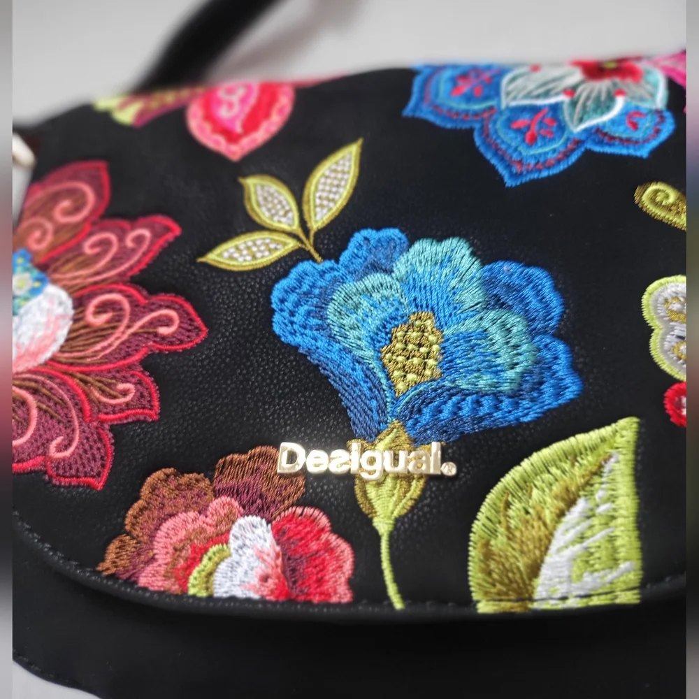 Desigual Embroidered Floral Black Crossbody Bag - Picture 9 of 16